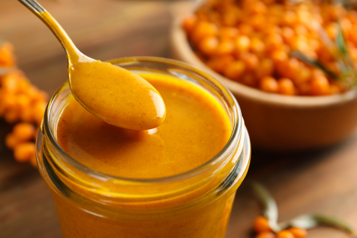 Klassische Sanddornmarmelade – fein passiert, perfekt ausbalanciert zwischen Frische und Süße