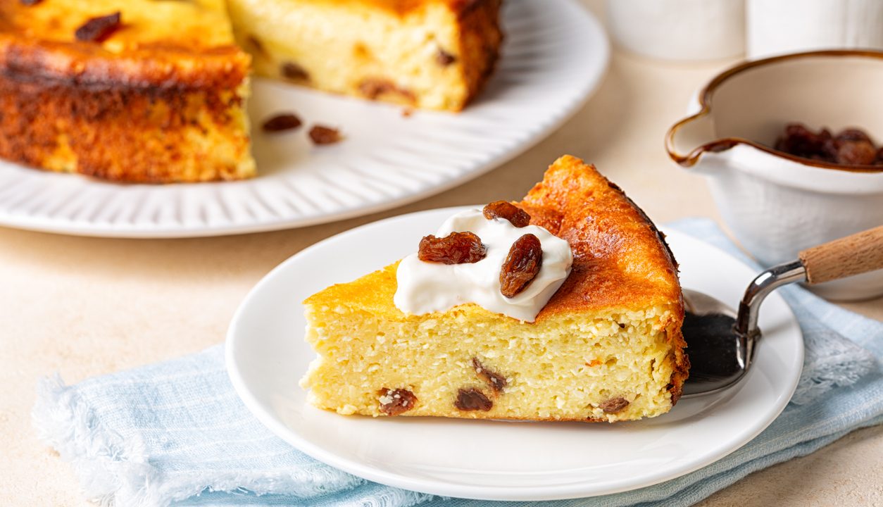 Klassischer Käsekuchen mit Rosinen